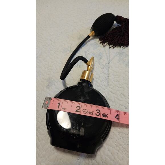 Vintage 1980s Black Glass Perfume/Atomizer Perfume Bottle - Picture 3 of 4